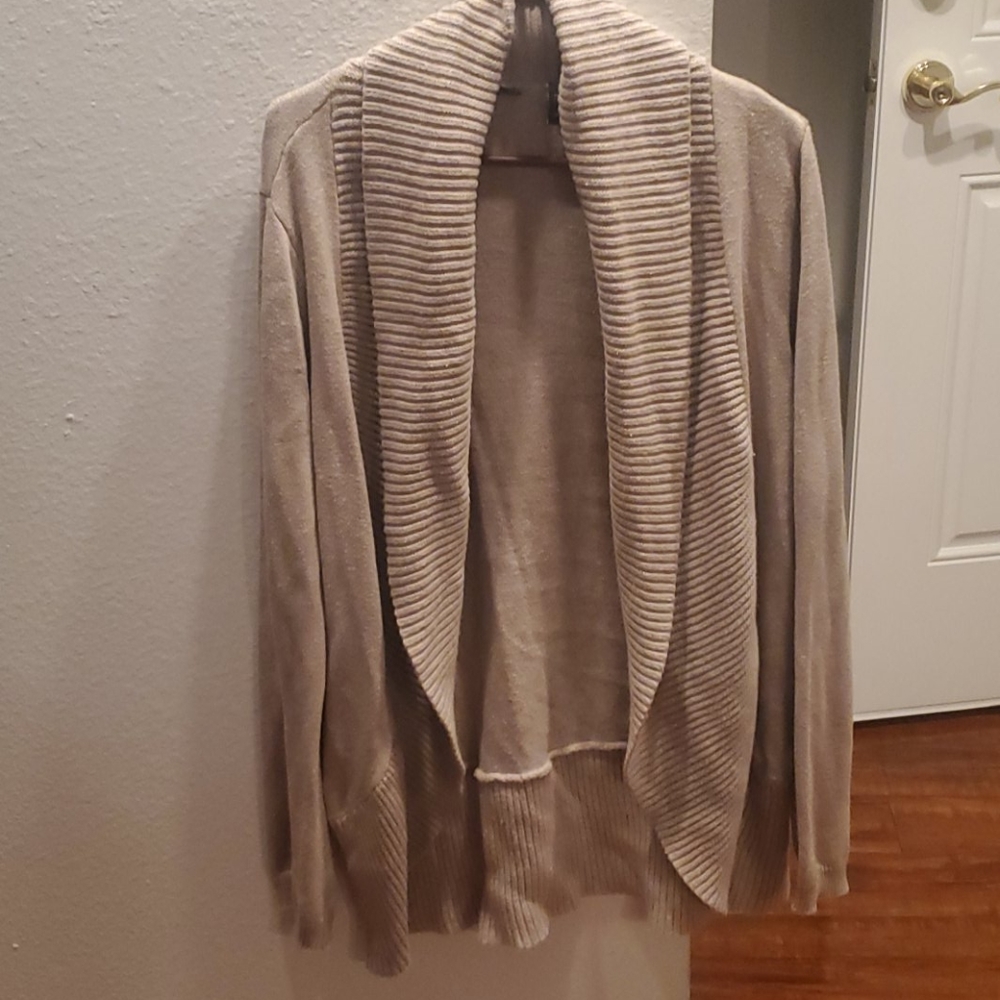 Light tan ripped collar sweater